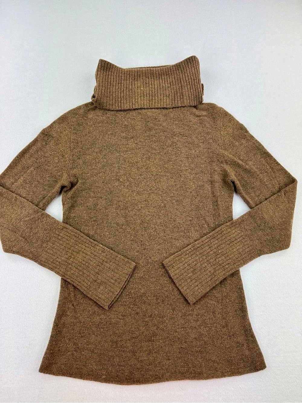 Theory Wool Camel Hair Blend Brown Long Sleeve Turtleneck Sweater Womens Size M